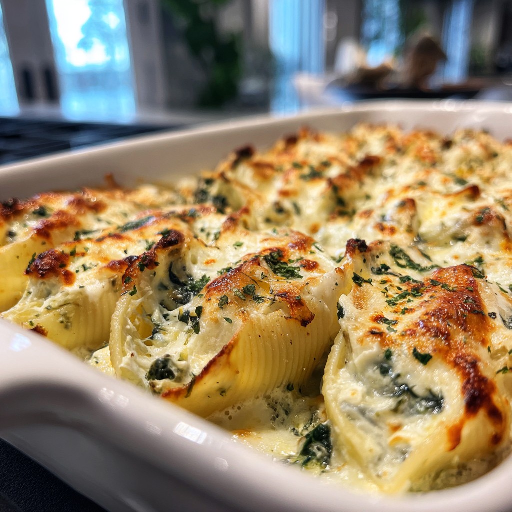 Chicken Spinach Artichoke Stuffed Shells