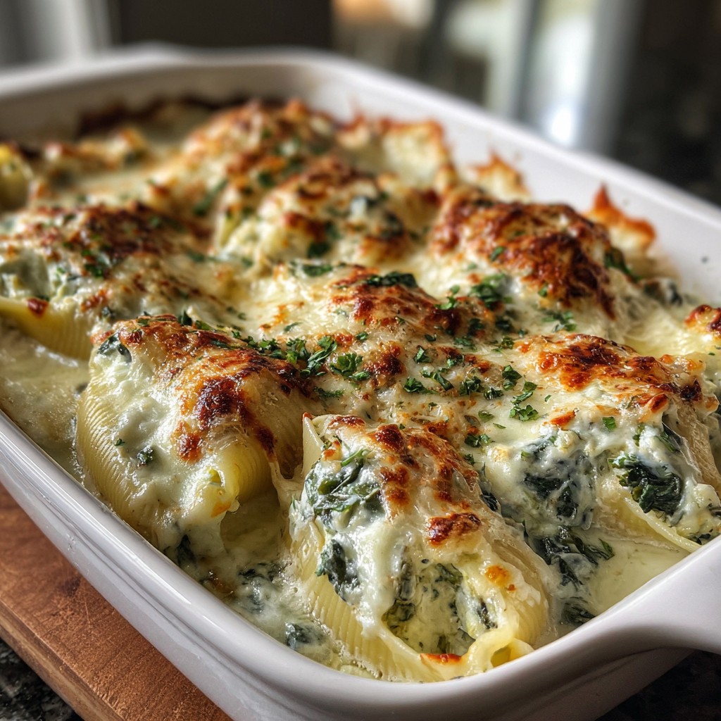 Chicken Spinach Artichoke Stuffed Shells