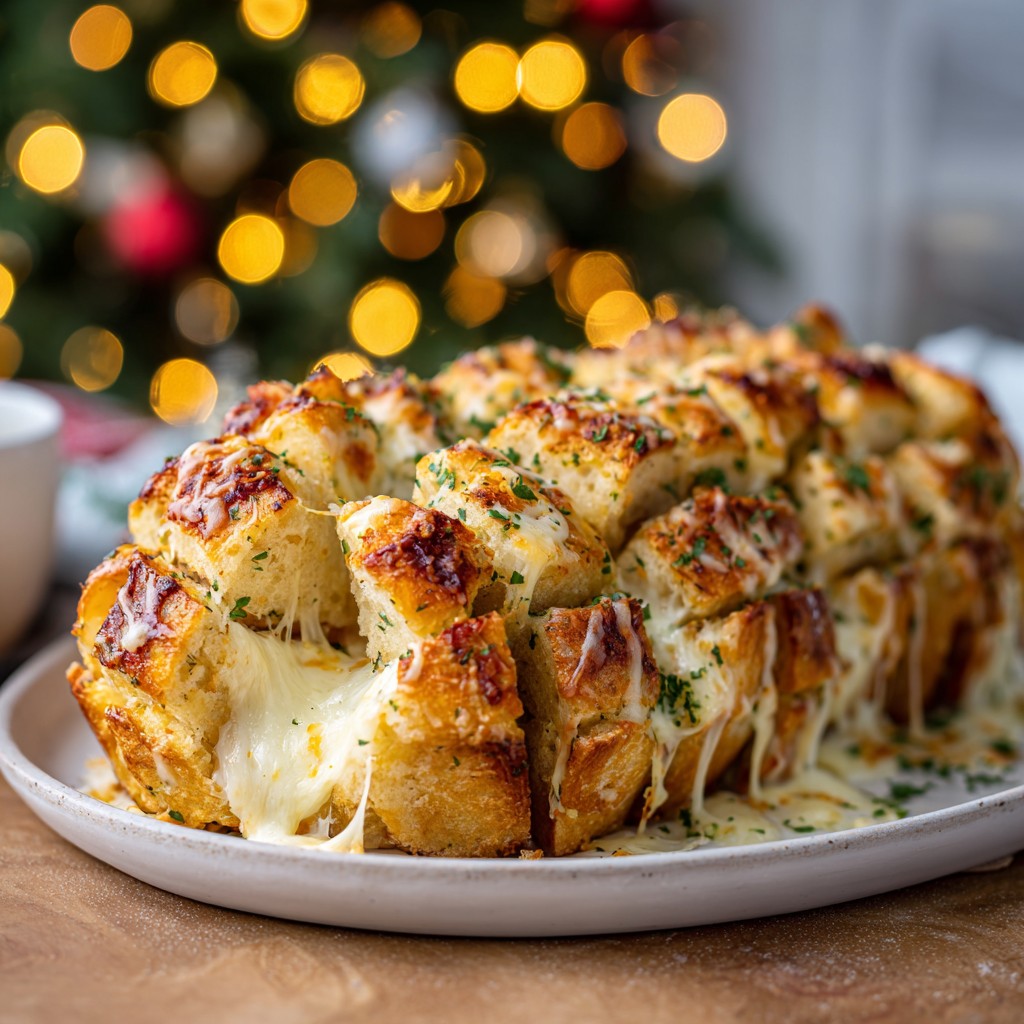 Christmas Tree Cheese Bread – Warm, Gooey & Party-Perfect