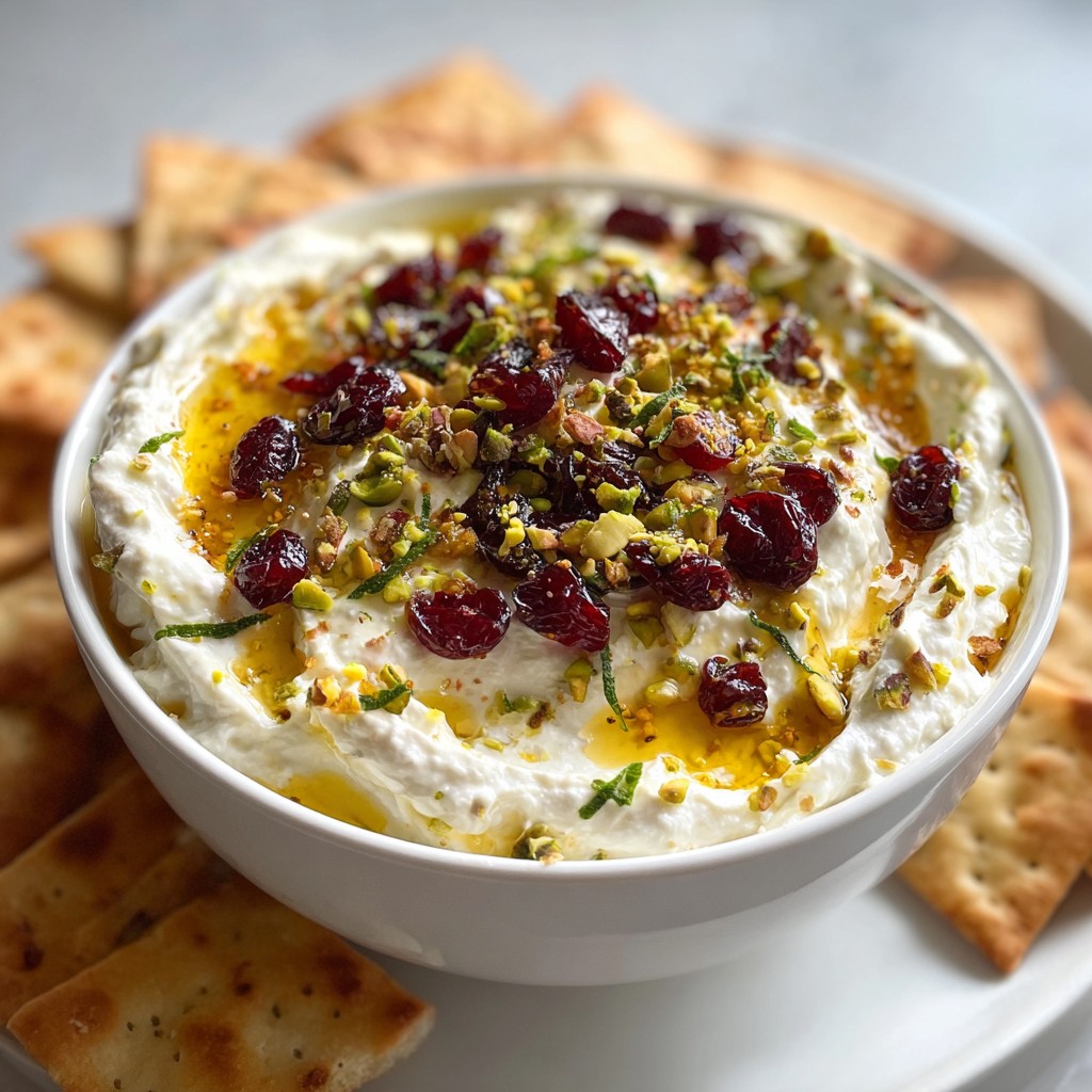 Holiday Feta Dip with Cranberries, Honey & Pistachios – No-Cook Crowd Favorite