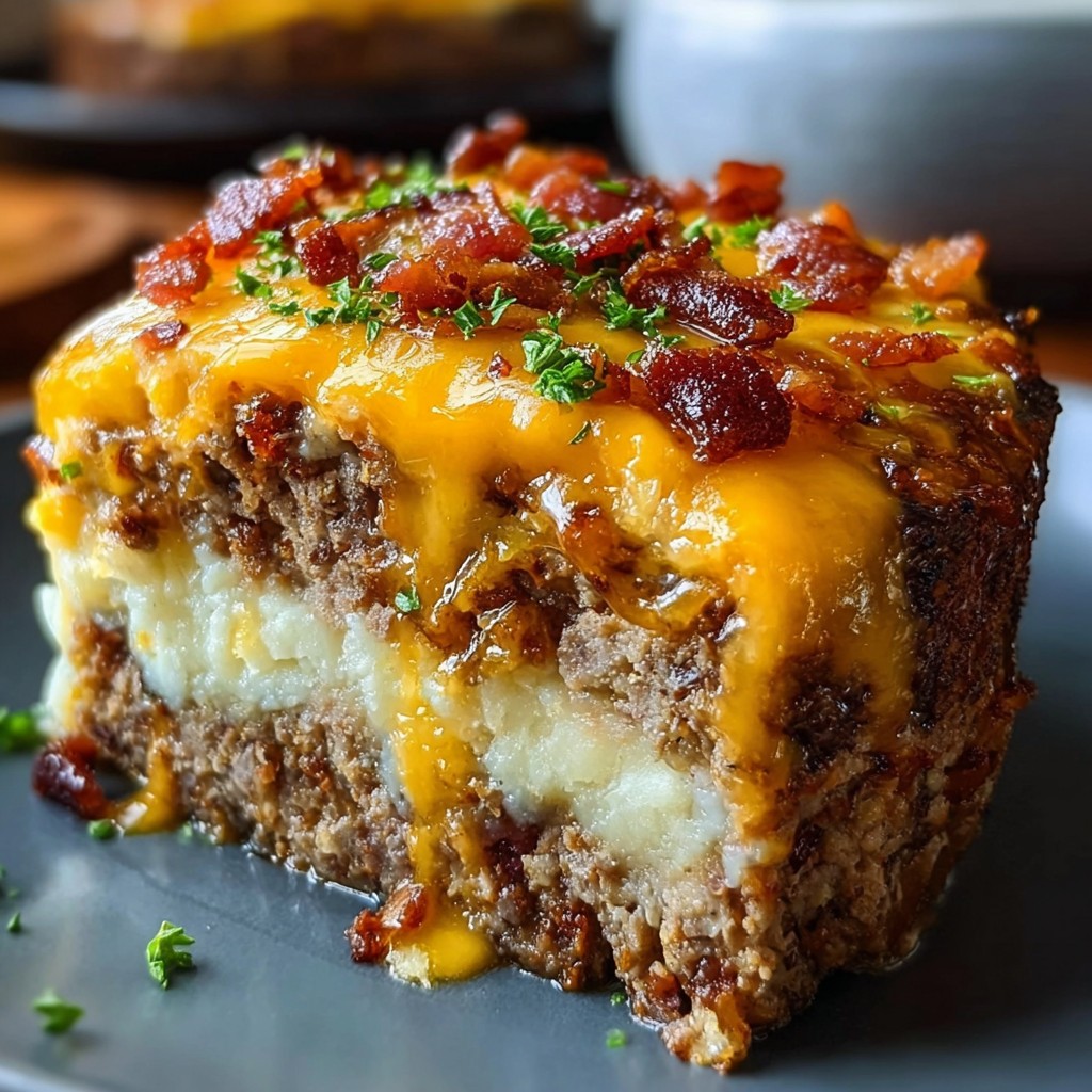 Loaded Meatloaf Casserole with Mashed Potatoes & Cheese