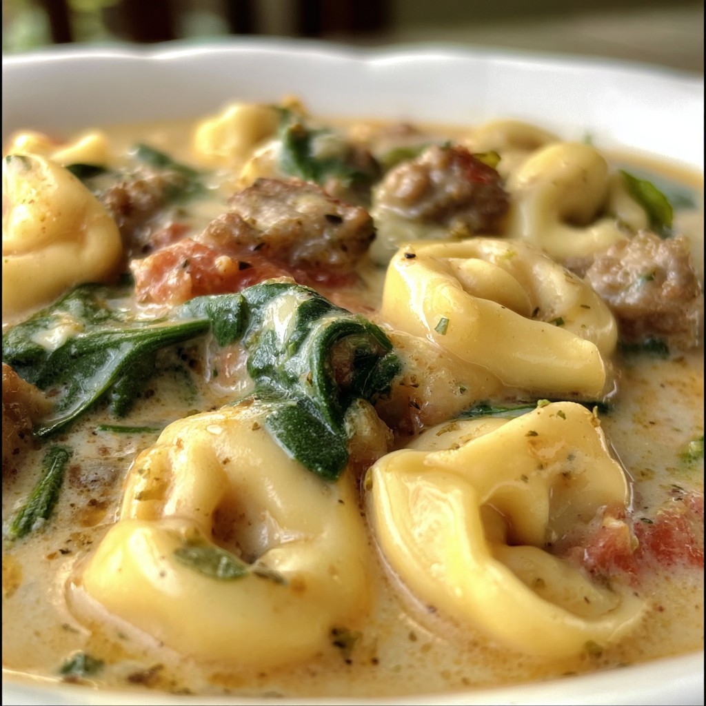 Slow Cooker Tortellini & Sausage Soup (Super Creamy & Delish!)
