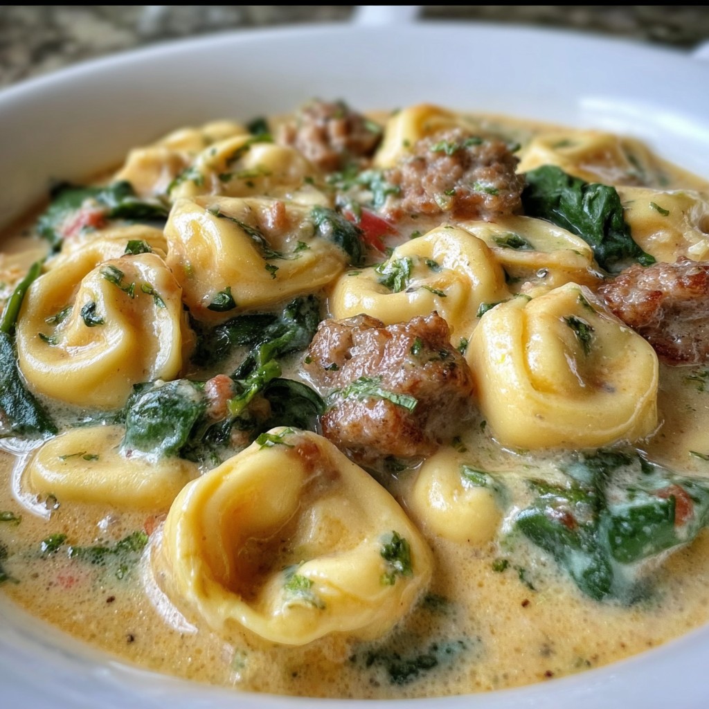 Slow Cooker Tortellini & Sausage Soup (Super Creamy & Delish!)